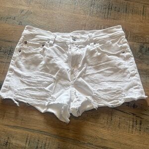 American Eagle Outfitters White Ripped Denim Shorts